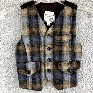 VIntage MONKEY WEAR Neiman Marcus Wool Vest Size 4 Plaid Made in U.S.A